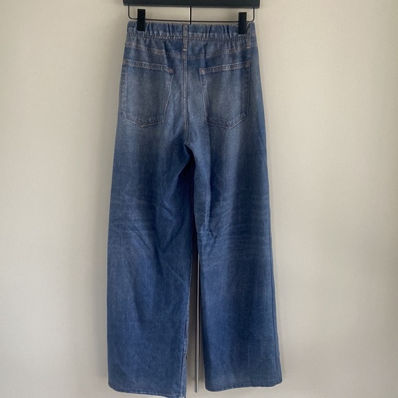 Ecru Denim-Print Wide-Leg Sweatpants - Picture 10 of 13